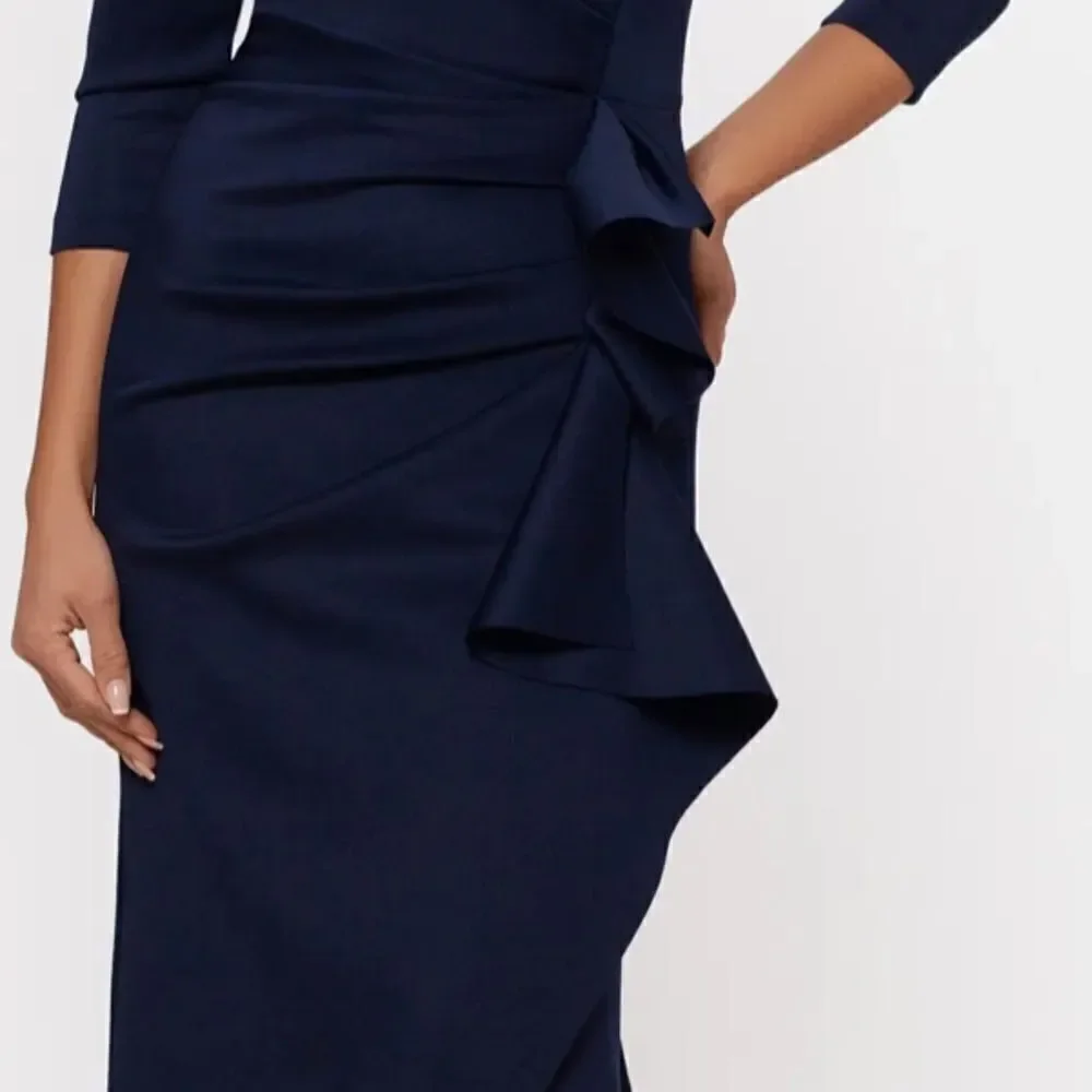 NEW Xscape 4452X Ruched Scuba Ruffle Gown - Picture 10 of 10